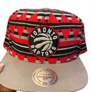 TORONTO RAPTORS Mitchell & Ness Red, Black, Grey Argyle Knit Snapback Hat/ Cap